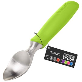 BALCI Ice Cream Scoop - Heavy Duty Stainless Steel Icecream Scooper With Non-Slip Rubber Grip - Professional Metal Ice-Cream Spade - Dishwasher Safe – Green