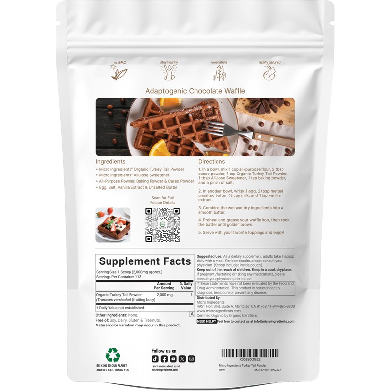 Micro Ingredients Organic Turkey Tail Mushroom Powder (50:1 Extract), 8