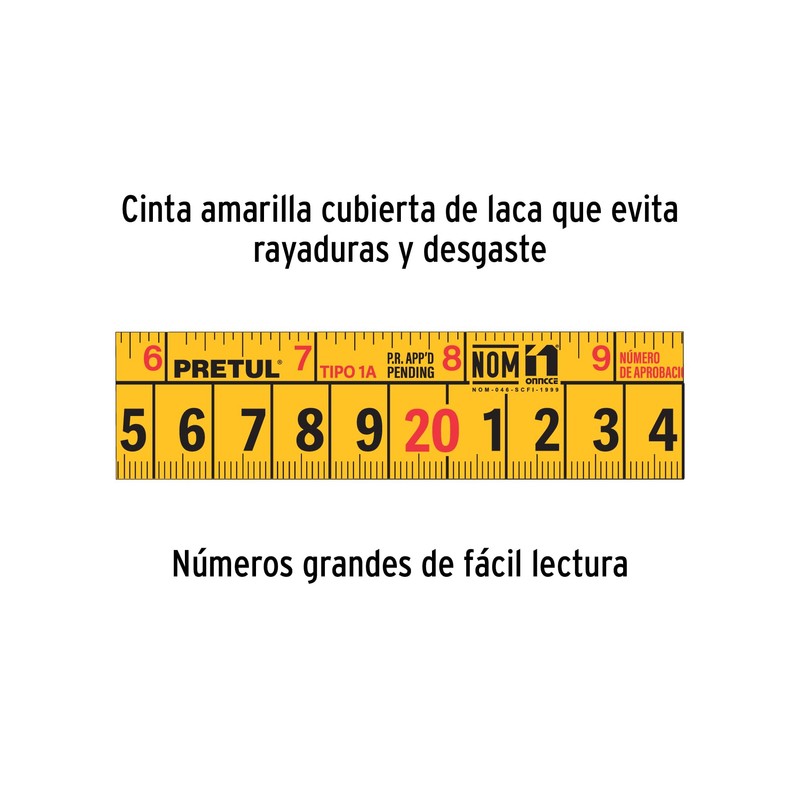 Pretul PRO-55MEB-R, Flexómetro rojo 5.5 m cinta 25 mm, cubierta
