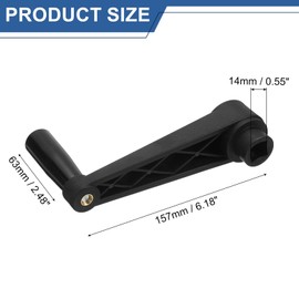 sourcing map 14x157mm (Dia x L) Revolving Handwheel Machine Handle, Universal Lathe Crank Grip Replacement for Industry Lathe Milling Grinding Machine, Black (Square Hole)