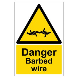V Safety 63008AU-R2 Danger Barbed Wire Sign - Portrait - 200mm x 300mm - 2mm Rigid Plastic