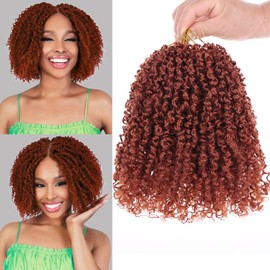 Unionbeauty Yanky Twist Crochet Hair 10 Inch 8Packs Pre-Twisted Micro Spring Twist Crochet Braids Hair with Bouncy Copper Red Pre-looped Spring Twist Synthetic Curly Twist Crochet Hair Extensions 350#