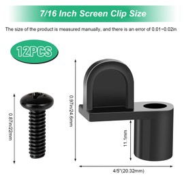7/16 Inch Screen Door Clips, 12 Pack Window Screen Clip for Storm Panels, Storm Door Glass Retainer Clips, Window Screen Fasteners, Metal Security Hardware Screen Clips to Hold The Screen in Window
