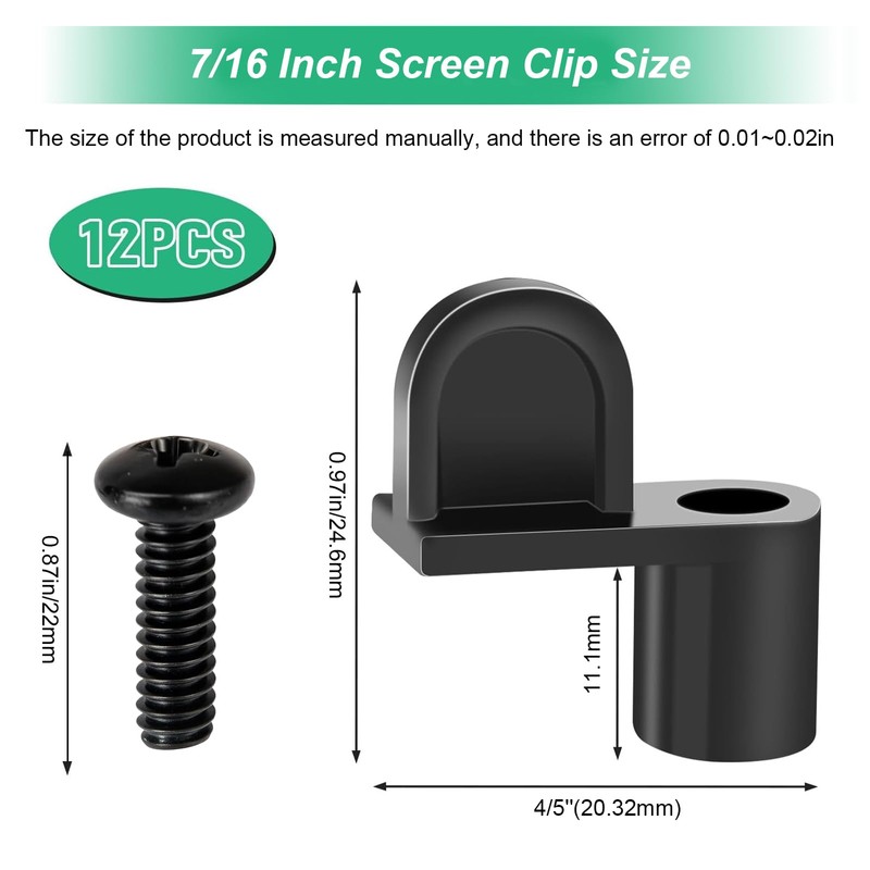 7/16 Inch Screen Door Clips, 12 Pack Window Screen Clip