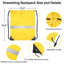 Grneric 16Pcs Drawstring Bags Bulk Cinch Bag, Polyester String Bag Drawstring Backpack for Trip Party Camping Sports Gym Yoga（Soft Reflect）