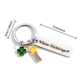 Hightopup Keyring Lucky Charm Best Friend Gifts Birthday Gift Ideas for Christmas New Year Key Ring Good Luck Clover Keyring, silver