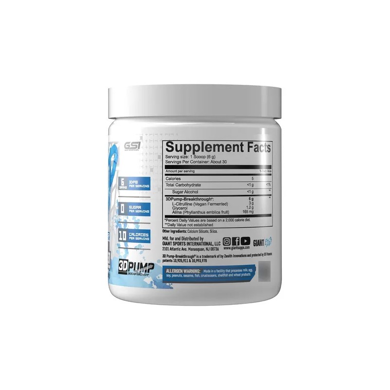 Giant Pre Entreno Sin Estimulantes Edge Pump L-citrulina 30s