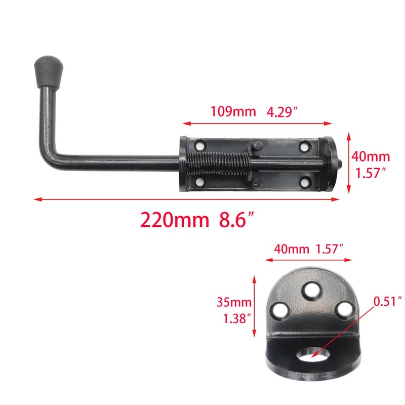 Black 2 Packs 8.5 Inch Heavy Duty Spring Loaded Latch