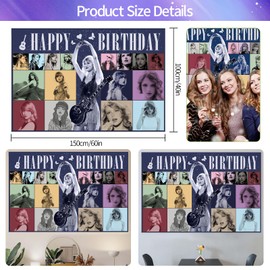 Birthday Banner Backdrop, Music Singer Happy Birthday Party Decorations for Unisex, Musician Album Background, 5x3 Ft Wall Handing Party Poster Wall Decor for Bedroom (01)