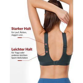 Yvette Sports Bra Strong Hold Adjustable Straps Backless Padded Fitness Running Jogging Bustier, gray