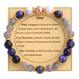 KSQS Healing Stone Bead Bracelet for Women, Natural Gemstones Balance Protection, Spiritual Crystal Beads Anxiety Relief with Meaning Card(#52)