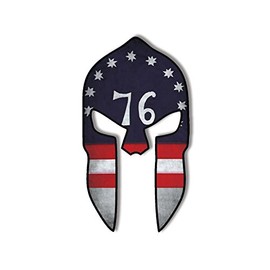 Spartan Helmet Shaped Vintage Bennington 76 Sticker (Distressed Vinyl Decal for Cars, Trucks, Laptop (5 x 2.8 inch)