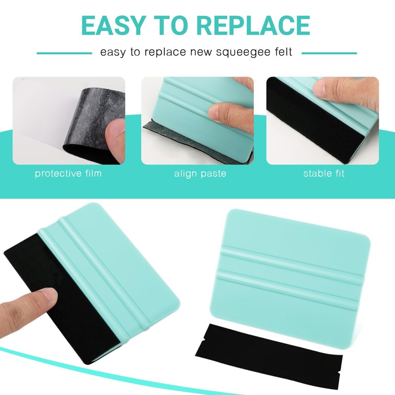 WRAPXPERT Felt Squeegee,10cm Vinyl Wrap Squeegee Tool,Teal Squeegee for Vinyl,Window
