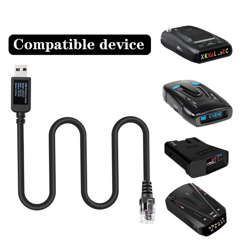 USB to RJ11 Radar Detector Power Cord Cable for Escort
