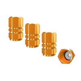 4 PCS Tire Stem Valve Caps Wheel Valve Covers Car Dustproof Tire Cap, Leak-Proof Air Protection Fits Cars, Trucks, Bikes, Motorcycles, Bicycles, Hexagon Shape Design (Gold)