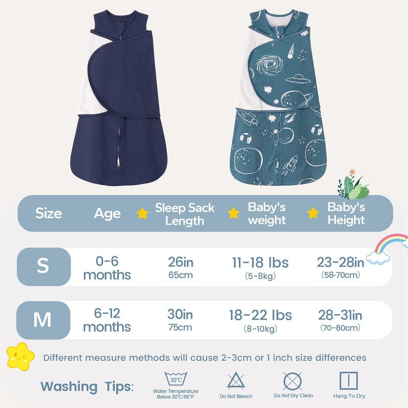 ZIGJOY Sleep Sack Swaddle 1.0 Tog Baby Wearable Blanket 100%