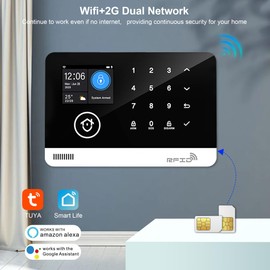 TUGARD 22 Pcs Wireless WiFi/GSM/2G Smart Home Alarm System, Instant App Alerts, Motion Detector, Door and Window Sensors, Remote Controls, Siren, Compatible with Alexa & Google Assistant