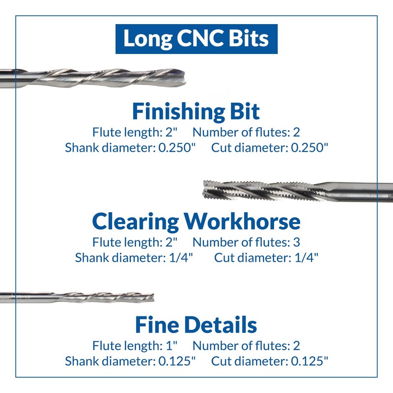 IDC Woodcraft Extended Length CNC Router Bit Set (3-Piece) -