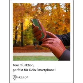 AKAROA ESTD 2019 Men's MAX Leather Gloves, Touchscreen Function, Italian Leather, Recycled Knitted Lining Made of 50% Cashmere and 50% Wool, 5 Sizes S - XXL, Cognac, XL-10