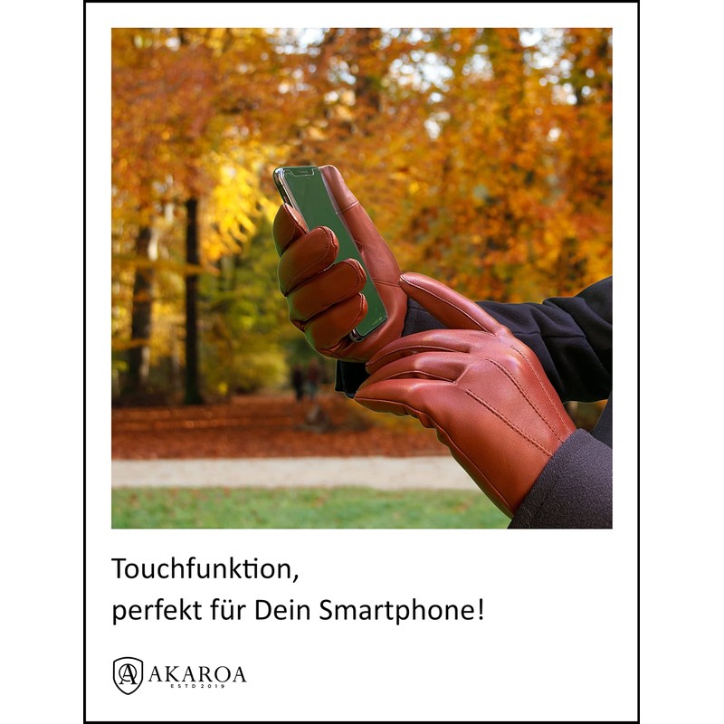 AKAROA ESTD 2019 Men's MAX Leather Gloves, Touchscreen Function, Italian