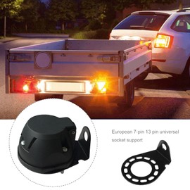 eMagTech Mounting Holder Support Bracket with Complete Screws & Nuts Steel Black Fit for European 7 Pin 13 Pin Caravan Towing Trailer Connector Plug Socket