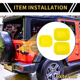 REPAIROCK 1 Set Exterior Door Handle Bowl Cover Trims Tailgate Handle Bowl Cover for Jeep Wrangler JL JLU 18-24 for Jeep Gladiator JT 20-24 Trunk Rear Door Bowl Scratch Protector ABS Yellow