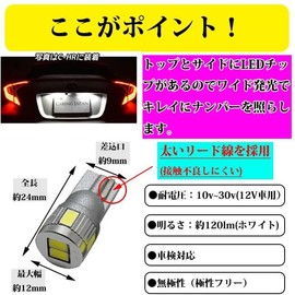 LMMC Kicks P15 [R2.6~] T10 LED License Lamp License Lamp 6 Rows [Non-Polarity] White