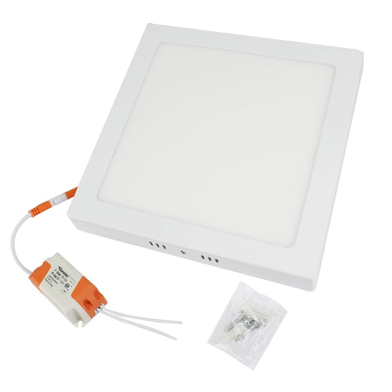 Sanelec 1298 Lámpara Cuadrada de Sobreponer, 18 W, Luz Fría