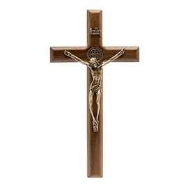 Intercession Wall Wood Cross Crucifix (7.5 in - Antique Gold)