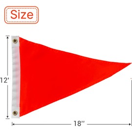 AMZFLAG Orange Safety Triangle 12x18 Inches, Bright Orange Flag for Boat, UTV, ATV, Car, Bike, Yacht - Warning Pennant with 2 Brass Grommets
