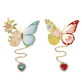 Fox Forest Butterfly Bookmark, Butterfly Bookmarks for Women, Metal Bookmarks for Women, Book Lovers Gifts, Unique Bookmarks, Red & Green