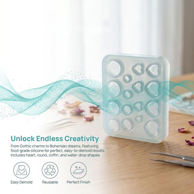 2Pcs Silicone Ear Stretching Resin Mold Set, Heart Circle Coffin