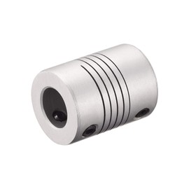 sourcing map 5 Pieces 5 mm to 10 mm Aluminium Alloy Rod Flexible Coupling Motor Plug Connection L25 x D19 Silver