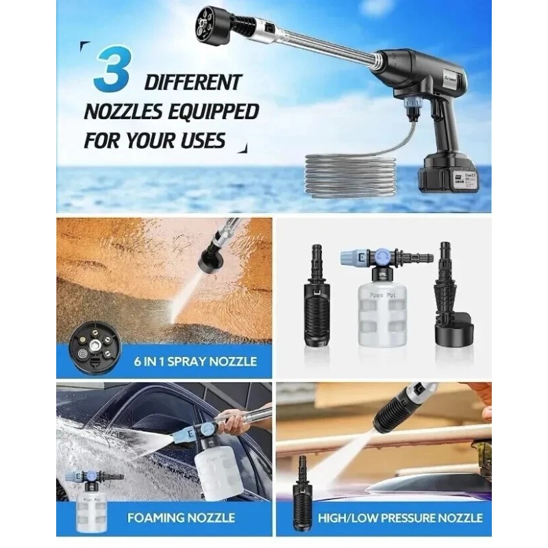 Aihand Cordless Pressure Washer, 652PSI Portable Power Cleaner with Rechargeable
