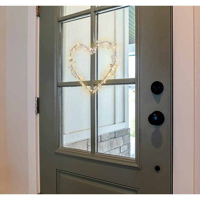 CozyHome 20 LED Heart Light Wreath with Plug - Warm