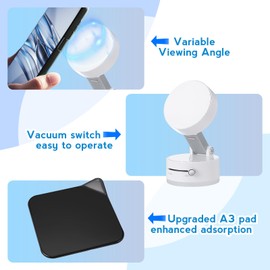 Kingdder Vacuum Magnetic Suction Phone Holder Updated 360° Rotatable and Foldable Magnetic Phone Mount Stand for Car, Gym(White)