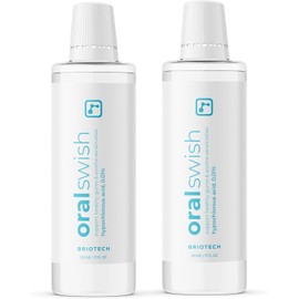 BRIOTECH Oral Swish, Hypochlorous Acid Mouthwash Rinse, Gentle Oral Care Hygiene, Fight Bad Breath, Support Against Plaque, Gum Irritation & Tender Gums, Alcohol & Fluoride Free, 17 fl oz (2 Pack)