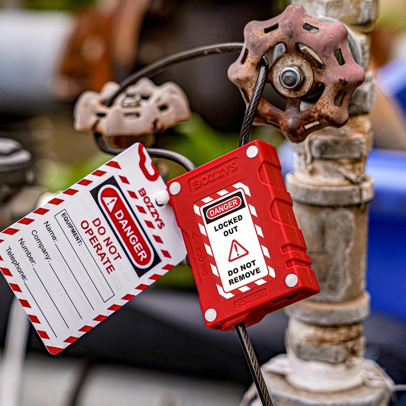 BOZZYS Lockout Tagout Cable Locks with 2 Keys | OSHA