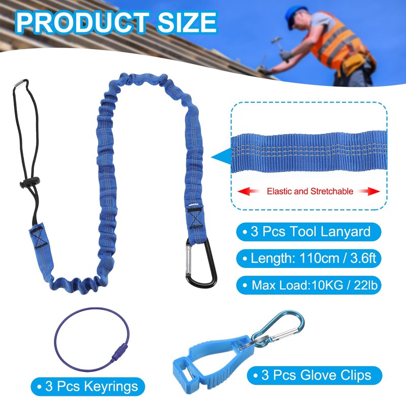 MECCANIXITY Retractable Tool Lanyard 3.6ft with Aluminum Buckle and Adjustable
