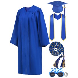 SOMSOC Matte Graduation Cap and Gown Tassel Stole Set 2025 for High School and College with Honor Cord Glasses Photo Charm