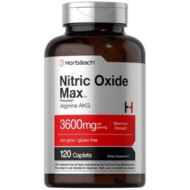 Horbäach Óxido Nítrico Max 3600 mg – 120 Cápsulas con Arginina AAKG – Suplemento Preentrenamiento Vegetariano, Sin Gluten ni OMG