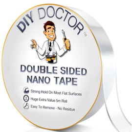 DIY Doctor Multi-Functional Double Sided Nano Tape - Huge 5m x 30mm Roll - Strong Double Sided Tape Heavy Duty - Double Sided Sticky Tape Heavy Duty - Traceless Washable Removable Nano Gel Tape