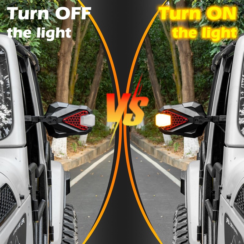 MAIKER Mirrors Doors Off with Light Compatible with Jeep Wrangler