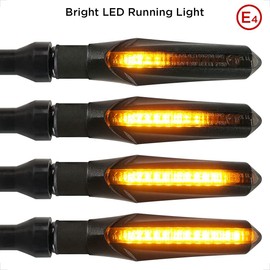 evermotor 2PCS Flowing Motorcycle LED Turn Signals, 12V Universal Mini Sequential Indicators, Waterproof Front Rear Turn Signal Lights Compatible with Harley Dirt Bike Yamaha Honda Cafe Racer Cruiser