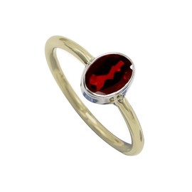 JEWELSTREZORO Granat Edelstein-Bandring für Herren und Damen, alle Größen, 925er-Sterlingsilber, handgefertigter Geschenkartikel, Schmuck TSR1088AB_13 (59 (18.8))