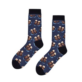 Tindo Colourful Socks with Motif Funny Crazy Socks for Men and Women Gift Socks Unisex One Size UK 3-9 Crew Socks 1 Pair, otter