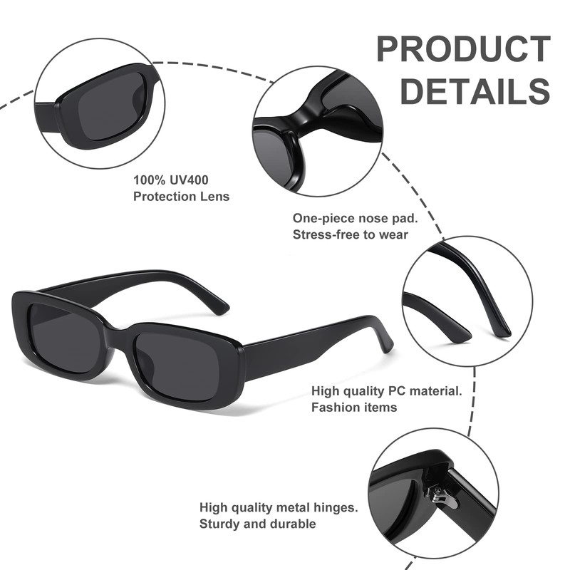 JASPIN Rectangle Sunglasses for Women Men Trendy Y2k Retro 90s