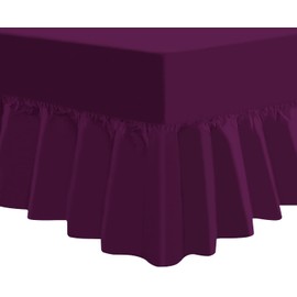 Luxury Extra Deep Frilled Fitted Sheet Available in 14 Colours (Double, Plum/Purple)
