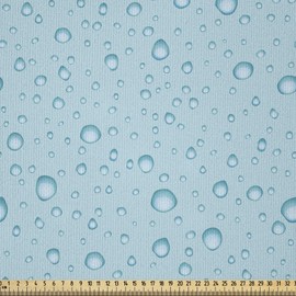 ABAKUHAUS Water Fabric Sold by the Metre, Water Droplets Oceanic Naval, Microfibre Fabric for Decorative Crafts, 1 m (230 x 100 cm), Light Blue