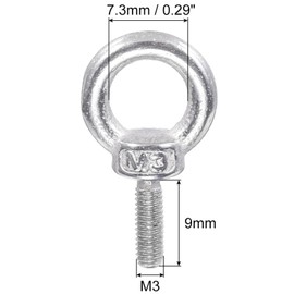 TA-VIGOR 6Pcs M3 x 9mm Lifting Long Eye Bolt, 304 Stainless Steel Wall Expansion Anchor Bolts, Masonry Concrete Screws Shoulder Eyebolt Lifting Ring with Nuts Washers for Hanging Hammock Article